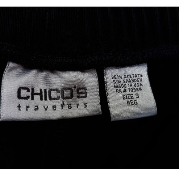 Chico's Travelers Black Wide Leg Pants Scalloped Hem Chicos Sz 3 Reg XL 16 - Picture 7 of 8